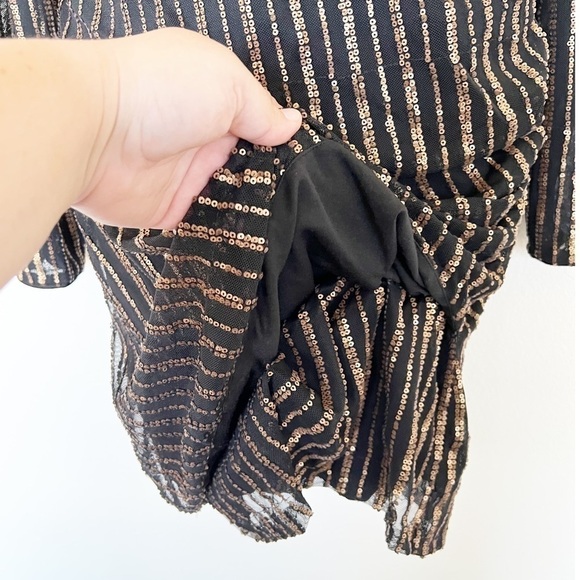 The Jetset Diaries x Revolve Womens Black Mini Gold Sequin Dress Sz M - Picture 6 of 11